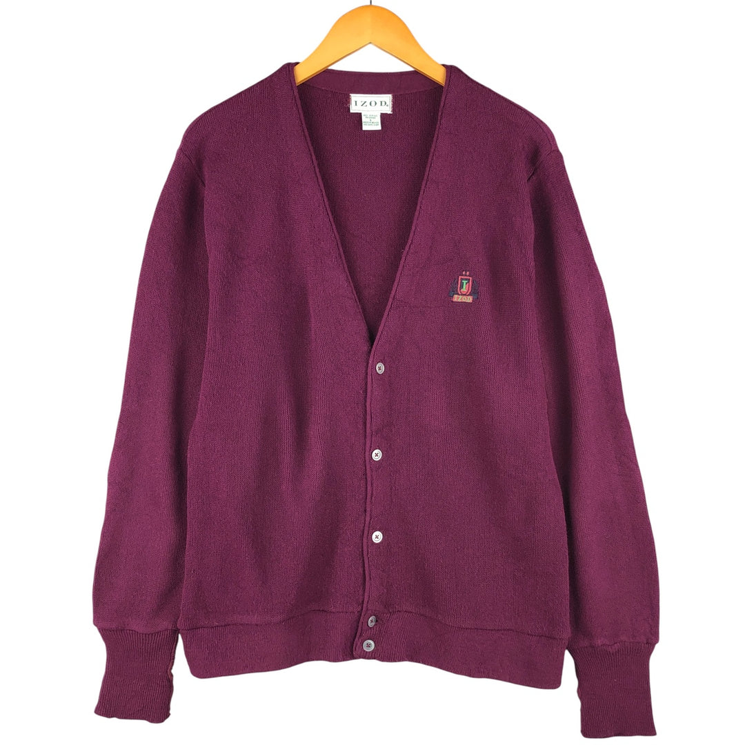 IZOD Acrylic Knit Cardigan, Men's Size L acrylic Purple type red-purple Vintage Second Hand