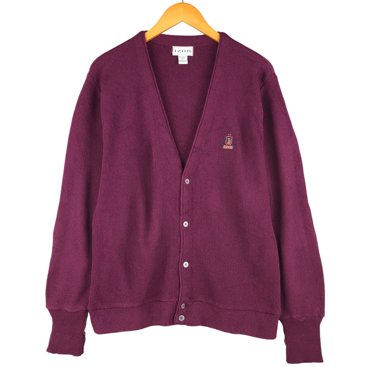 IZOD Acrylic Knit Cardigan, Men's Size L acrylic Purple type red-purple Vintage Second Hand