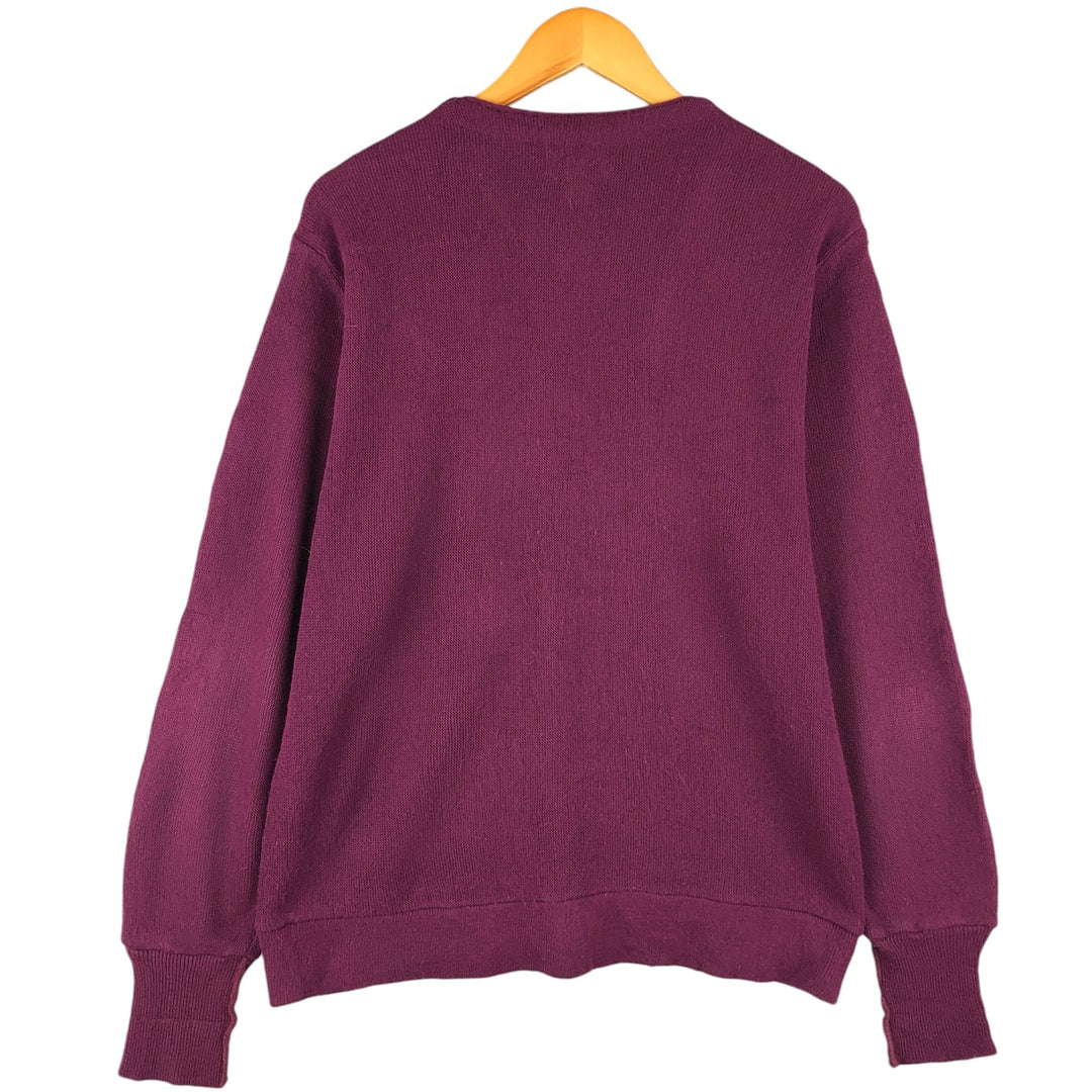 IZOD Acrylic Knit Cardigan, Men's Size L acrylic Purple type red-purple Vintage Second Hand