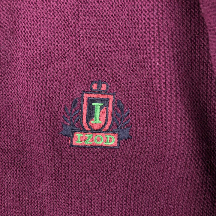 IZOD Acrylic Knit Cardigan, Men's Size L acrylic Purple type red-purple Vintage Second Hand
