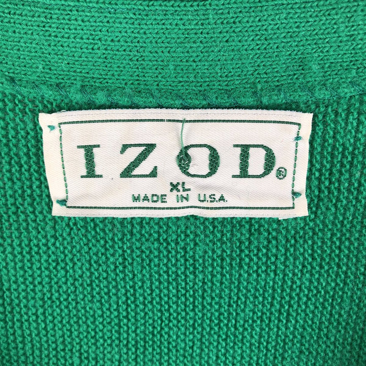 90'S IZOD acrylic knit cardigan, made in the USA, men's size XL, vintage acrylic green type Vintage Second Hand