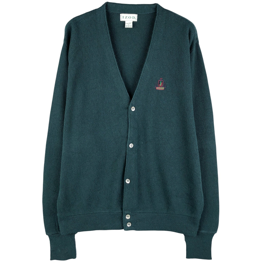 90'S IZOD acrylic knit cardigan, made in the USA, men's size L, vintage acrylic green type Vintage Second Hand