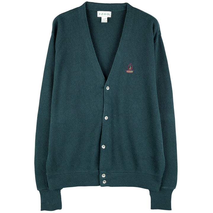 90'S IZOD acrylic knit cardigan, made in the USA, men's size L, vintage acrylic green type Vintage Second Hand