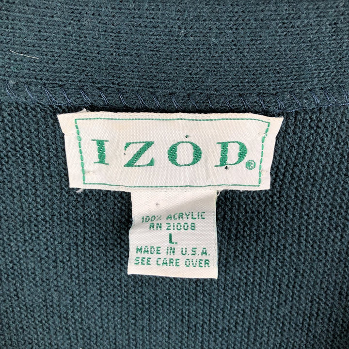 90'S IZOD acrylic knit cardigan, made in the USA, men's size L, vintage acrylic green type Vintage Second Hand