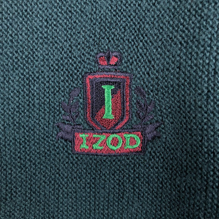 90'S IZOD acrylic knit cardigan, made in the USA, men's size L, vintage acrylic green type Vintage Second Hand