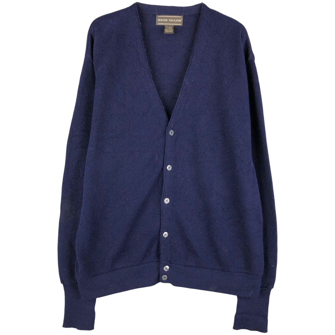 Vintage 90'S DAVID TAYLOR acrylic knit cardigan, made in the USA, men's size XL acrylic navy blue type Vintage Second Hand