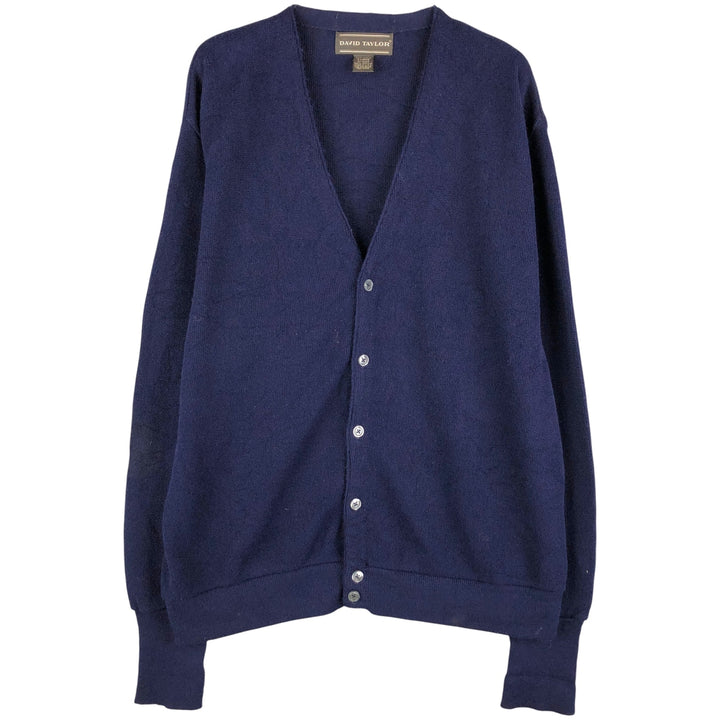 Vintage 90'S DAVID TAYLOR acrylic knit cardigan, made in the USA, men's size XL acrylic navy blue type Vintage Second Hand