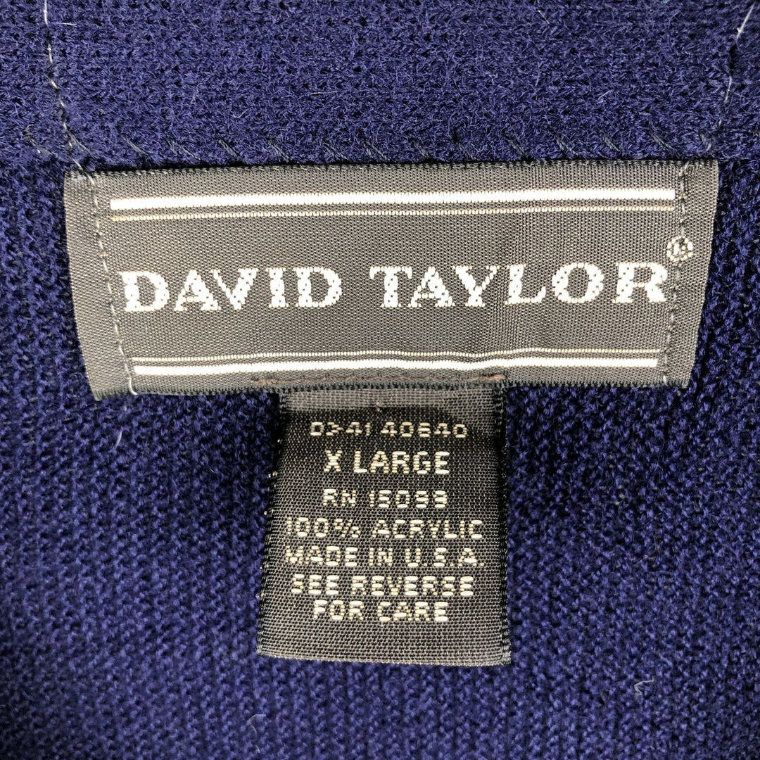 Vintage 90'S DAVID TAYLOR acrylic knit cardigan, made in the USA, men's size XL acrylic navy blue type Vintage Second Hand