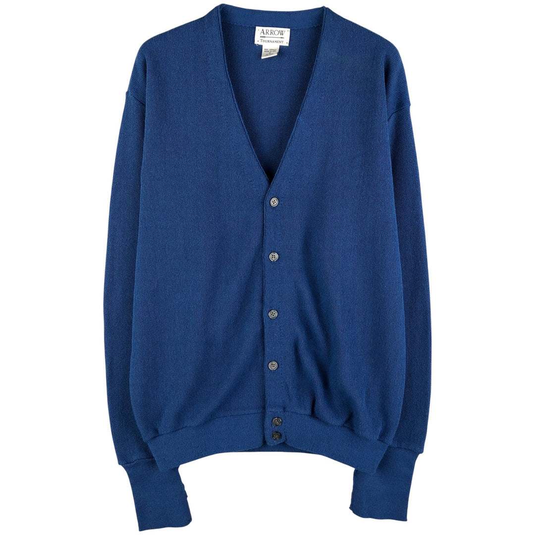 90'S Arrow Tournament Acrylic Knit Cardigan, Made in USA, Men's Size Medium, Vintage acrylic blue type Vintage Second Hand