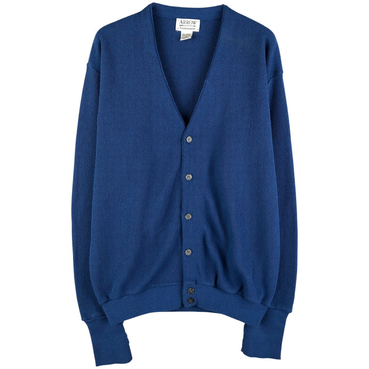 90'S Arrow Tournament Acrylic Knit Cardigan, Made in USA, Men's Size Medium, Vintage acrylic blue type Vintage Second Hand