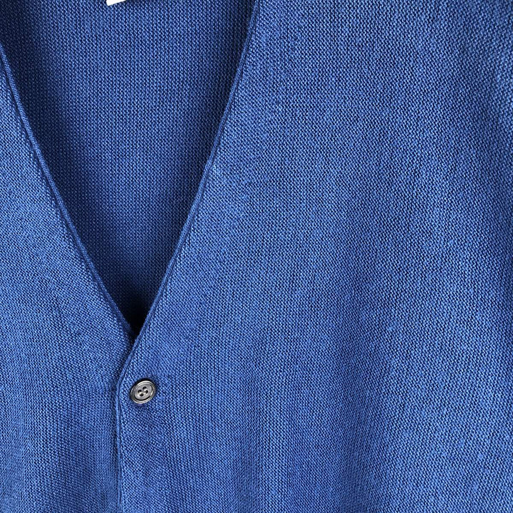 90'S Arrow Tournament Acrylic Knit Cardigan, Made in USA, Men's Size Medium, Vintage acrylic blue type Vintage Second Hand