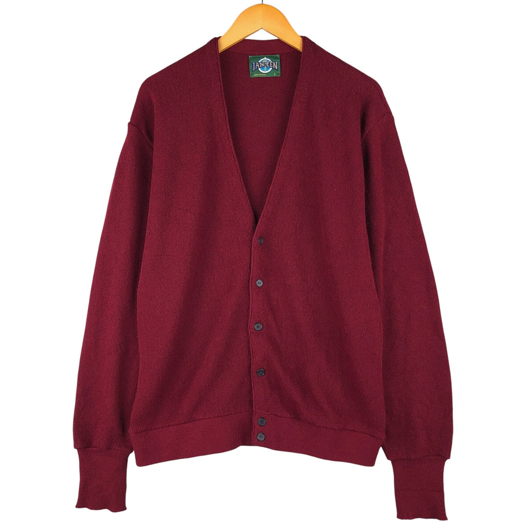 Jantzen knit cardigan, made in the USA, men's size L unclear wine-red Vintage Second Hand