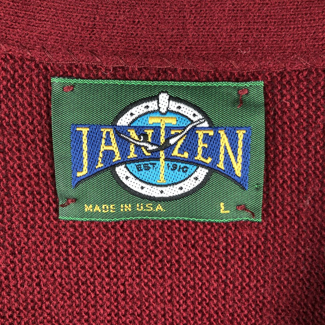 Jantzen knit cardigan, made in the USA, men's size L unclear wine-red Vintage Second Hand