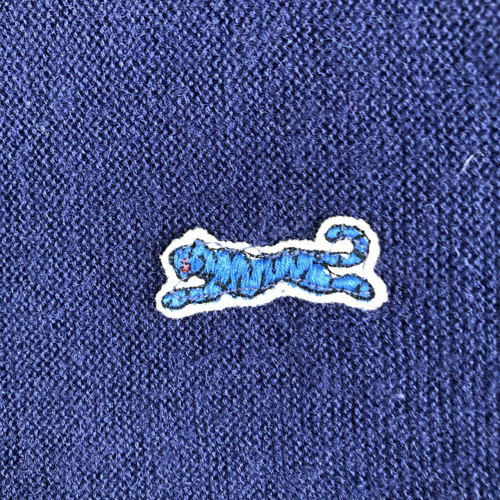 Campus Le Tigre Acrylic Knit Cardigan, Made in USA, Men's Size L unclear navy blue type Vintage Second Hand