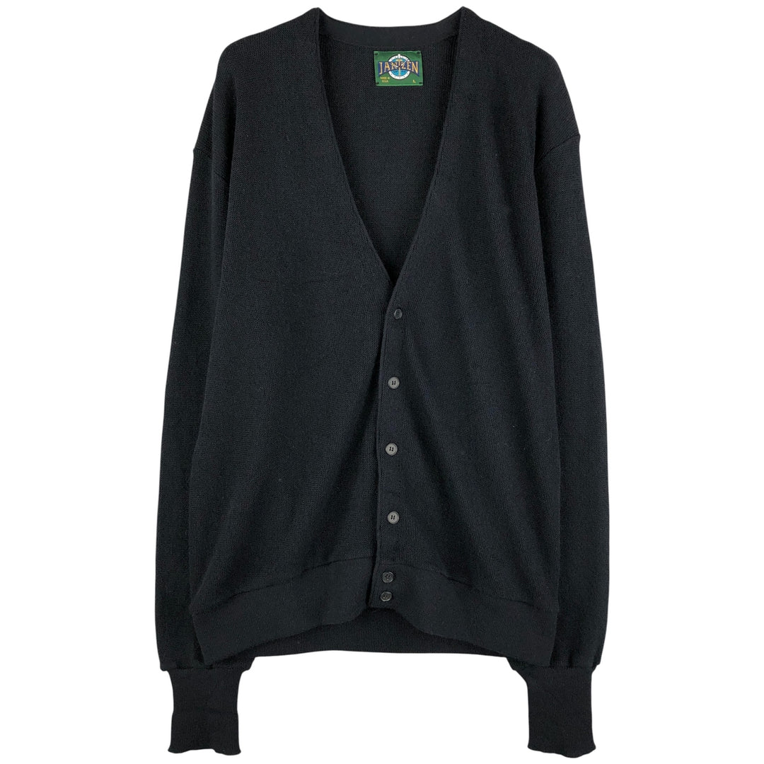Vintage 1980'S Jantzen acrylic knit cardigan, made in the USA, size L, men's unclear black type Vintage Second Hand