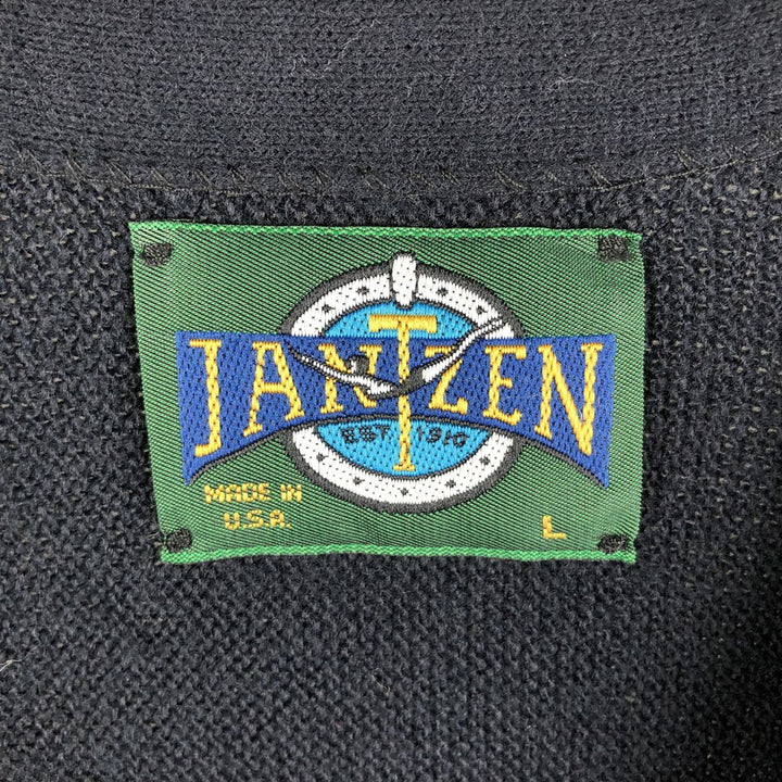 Vintage 1980'S Jantzen acrylic knit cardigan, made in the USA, size L, men's unclear black type Vintage Second Hand