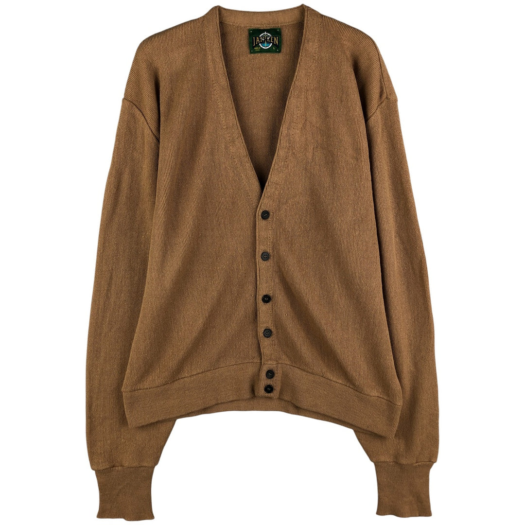90'S Jantzen acrylic knit cardigan, made in the USA, men's size L, vintage acrylic beige type brown Vintage Second Hand
