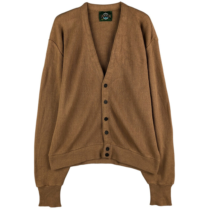 90'S Jantzen acrylic knit cardigan, made in the USA, men's size L, vintage acrylic beige type brown Vintage Second Hand