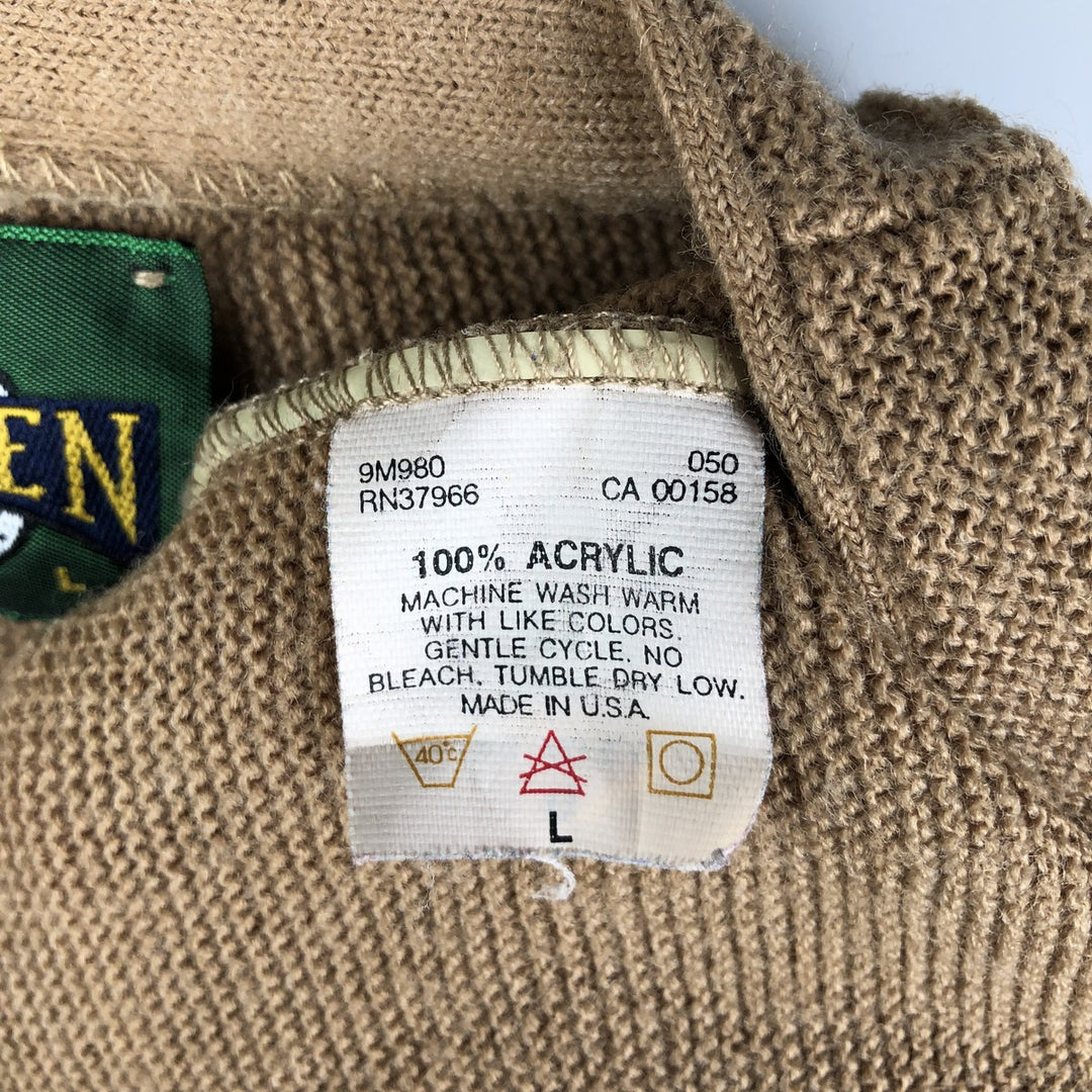 90'S Jantzen acrylic knit cardigan, made in the USA, men's size L, vintage acrylic beige type brown Vintage Second Hand