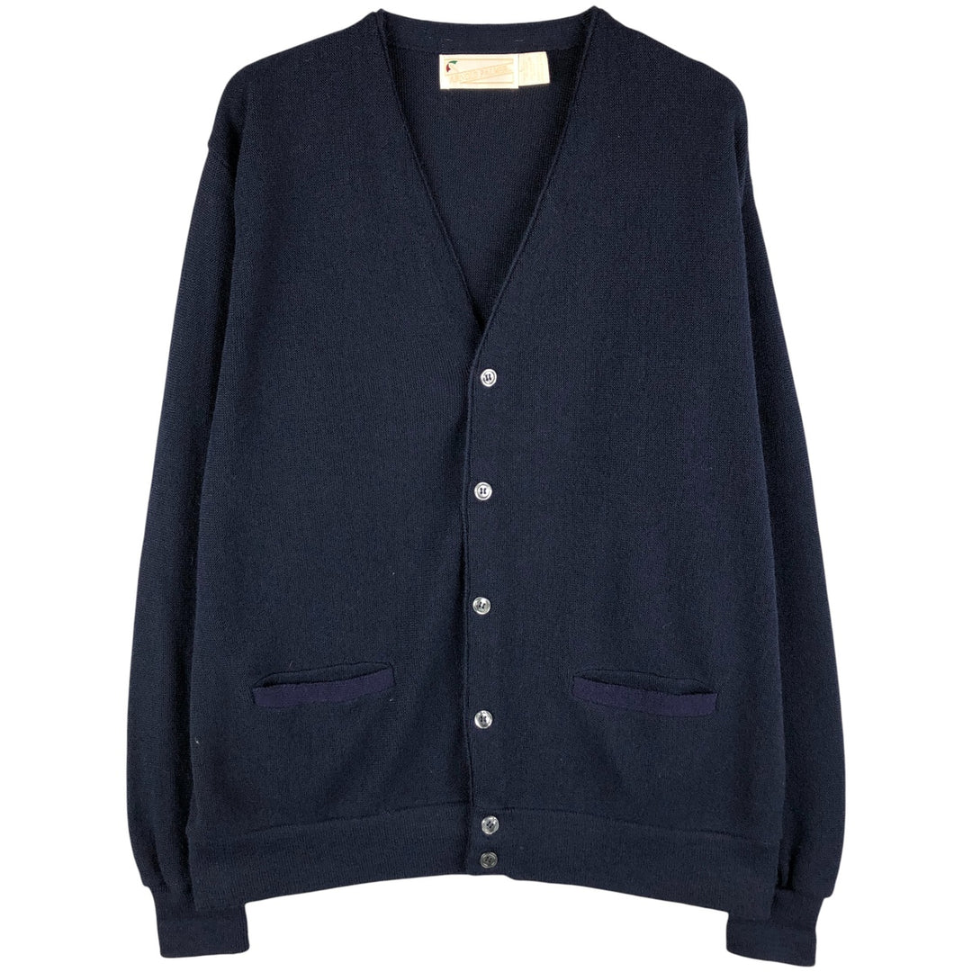 Vintage 80s-90'S Arnold Palmer acrylic knit cardigan, made in the USA, size L, men's acrylic navy blue type Vintage Second Hand