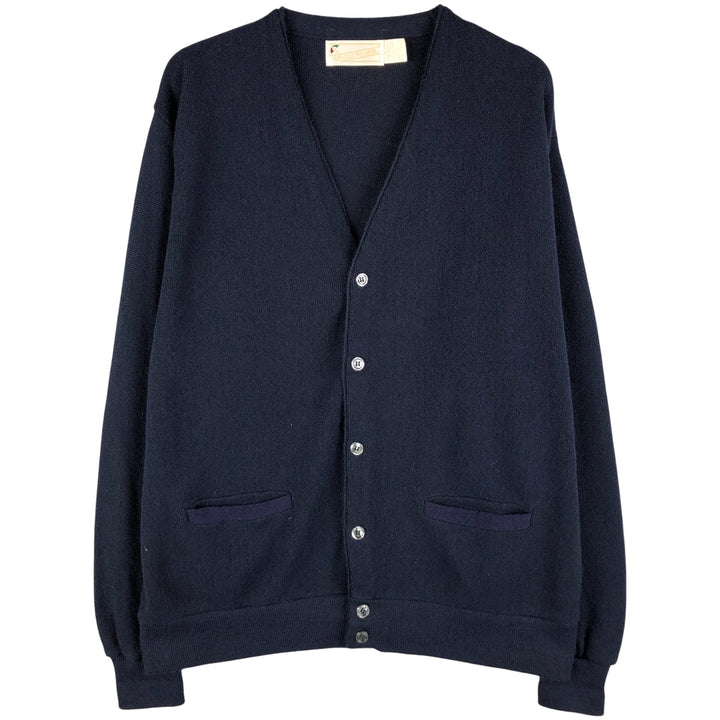Vintage 80s-90'S Arnold Palmer acrylic knit cardigan, made in the USA, size L, men's acrylic navy blue type Vintage Second Hand