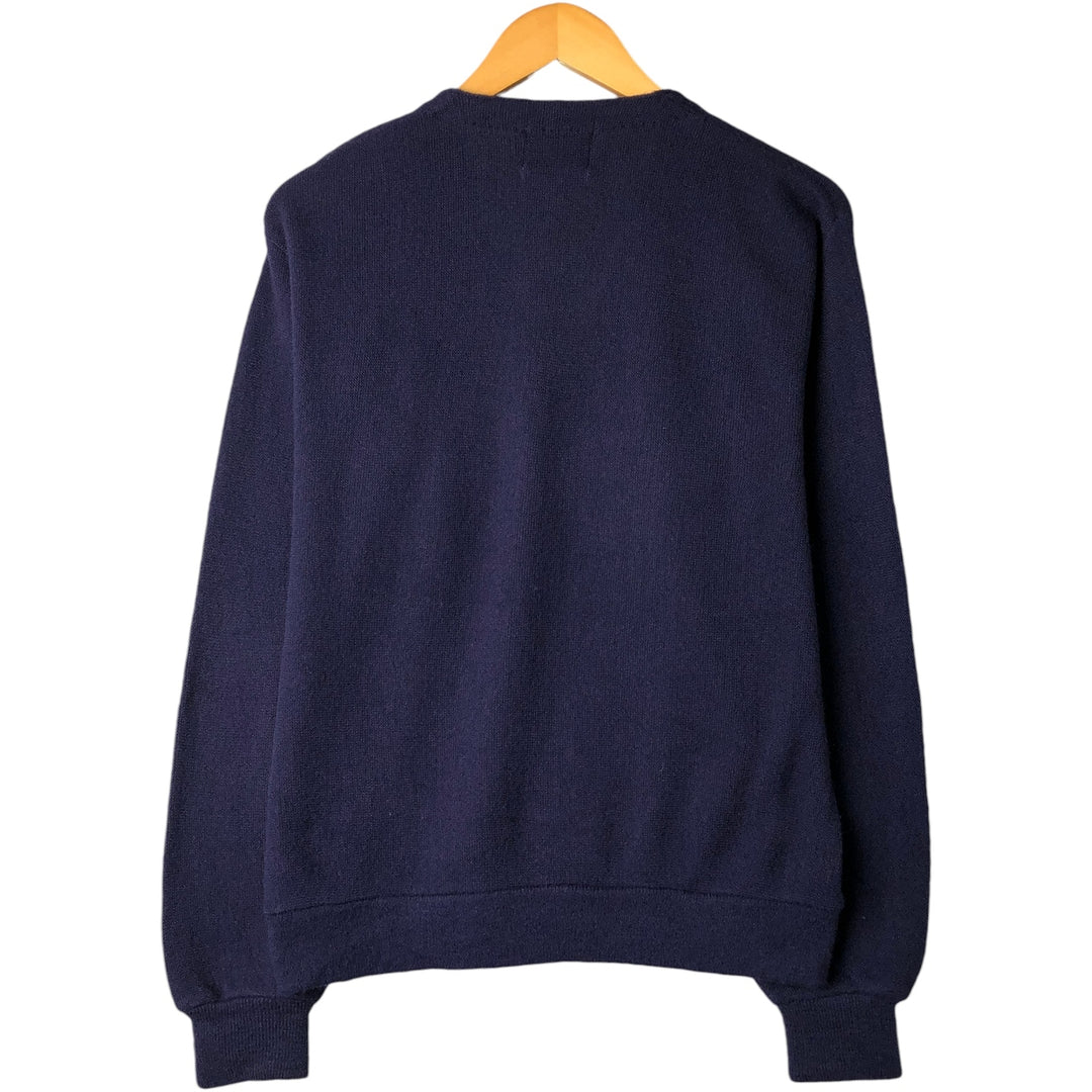 70s~80'S CHALLENGER acrylic knit cardigan, men's size L, vintage acrylic navy blue type Vintage Second Hand