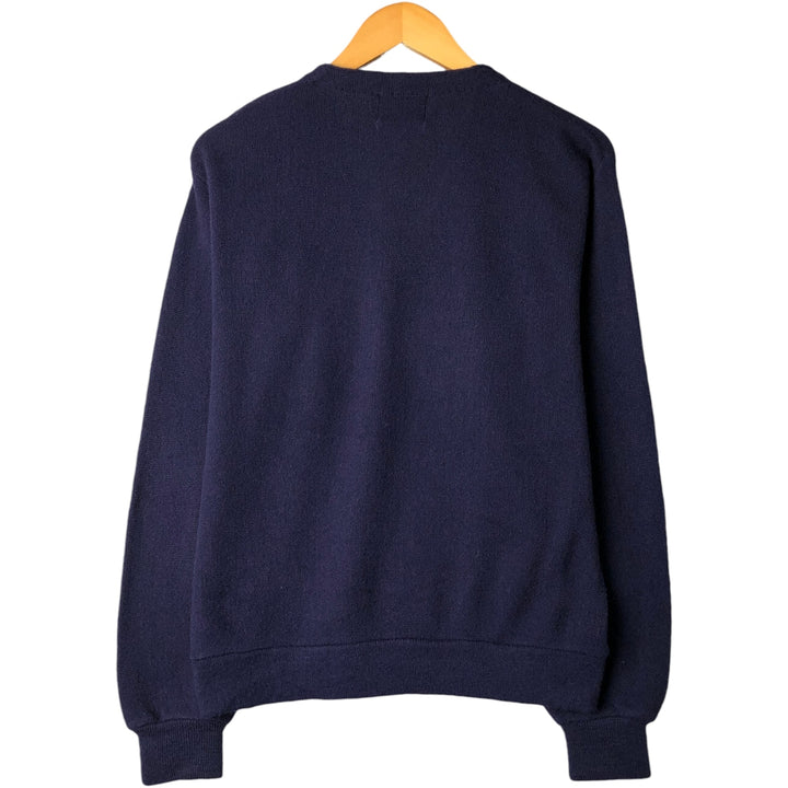 70s~80'S CHALLENGER acrylic knit cardigan, men's size L, vintage acrylic navy blue type Vintage Second Hand