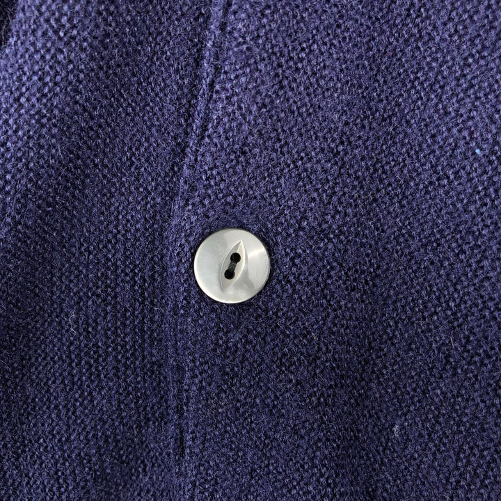 70s~80'S CHALLENGER acrylic knit cardigan, men's size L, vintage acrylic navy blue type Vintage Second Hand