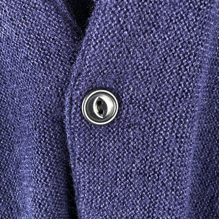 70s~80'S CHALLENGER acrylic knit cardigan, men's size L, vintage acrylic navy blue type Vintage Second Hand