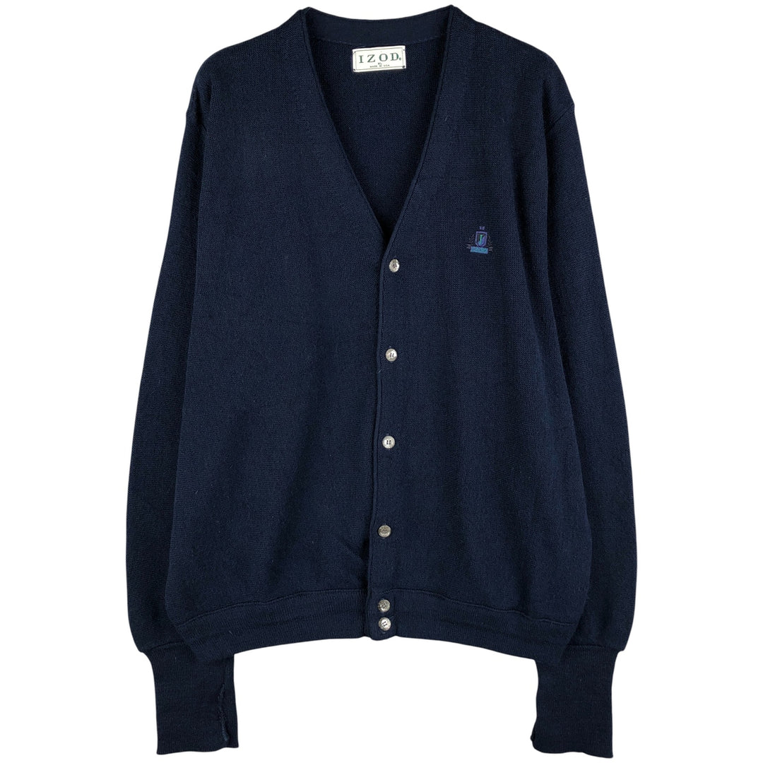 Vintage IZOD acrylic knit cardigan, made in the USA, men's size XL acrylic navy blue type Vintage Second Hand