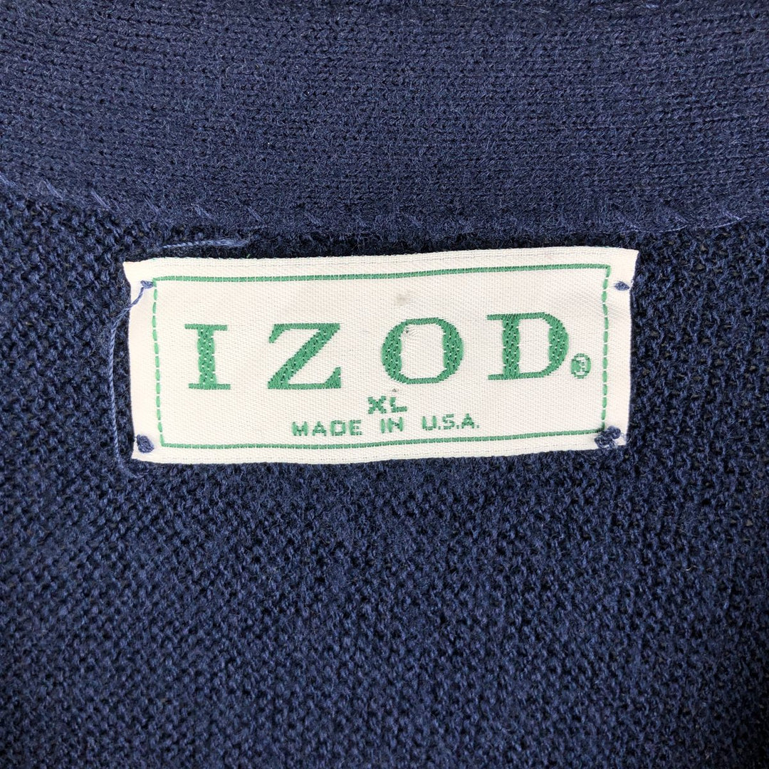 Vintage IZOD acrylic knit cardigan, made in the USA, men's size XL acrylic navy blue type Vintage Second Hand