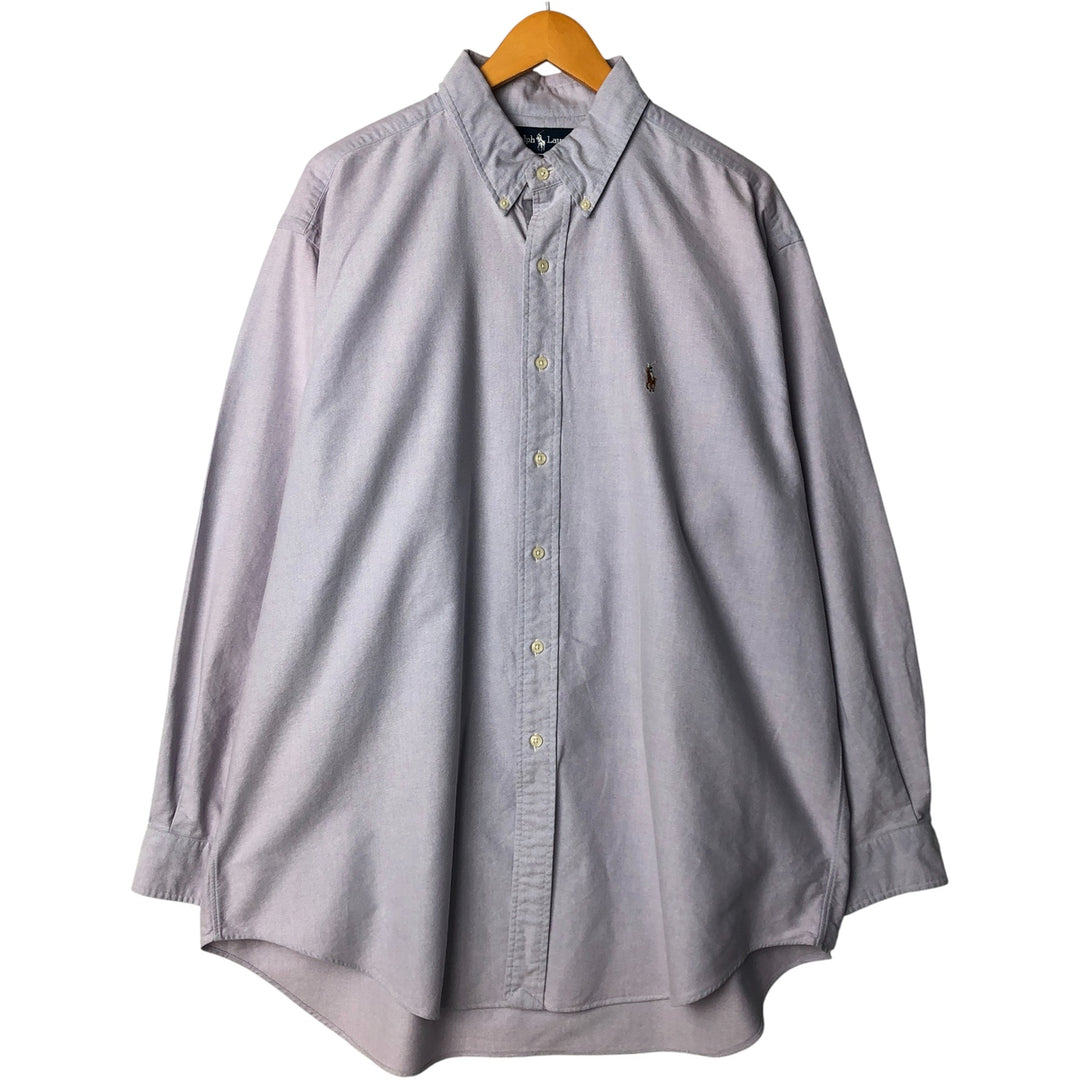 Ralph Lauren YARMOUTH long sleeve button down shirt, men's XL size cotton Blue type light blue Vintage Second Hand