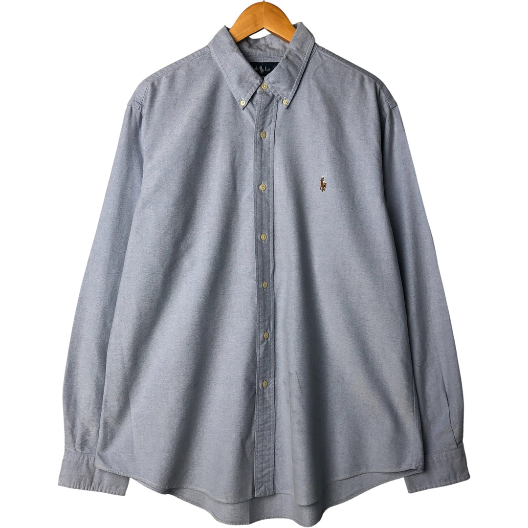 Ralph Lauren CUSTOM FIT long sleeve button down shirt, men's XL size cotton Blue type light blue Vintage Second Hand