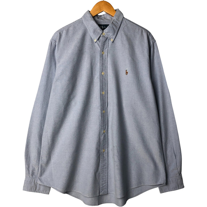 Ralph Lauren CUSTOM FIT long sleeve button down shirt, men's XL size cotton Blue type light blue Vintage Second Hand