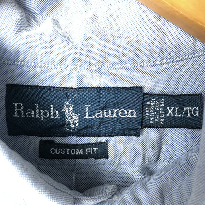 Ralph Lauren CUSTOM FIT long sleeve button down shirt, men's XL size cotton Blue type light blue Vintage Second Hand