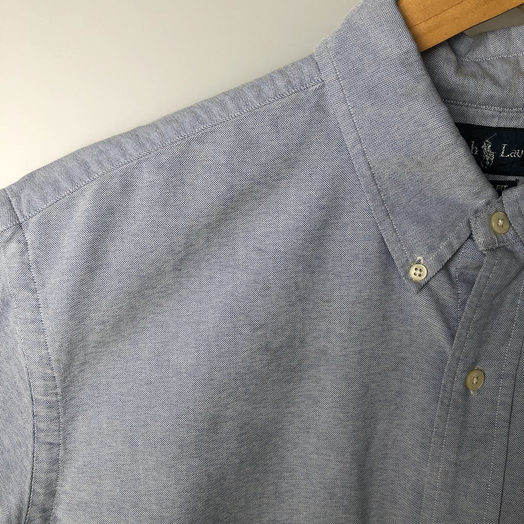 Ralph Lauren CUSTOM FIT long sleeve button down shirt, men's XL size cotton Blue type light blue Vintage Second Hand