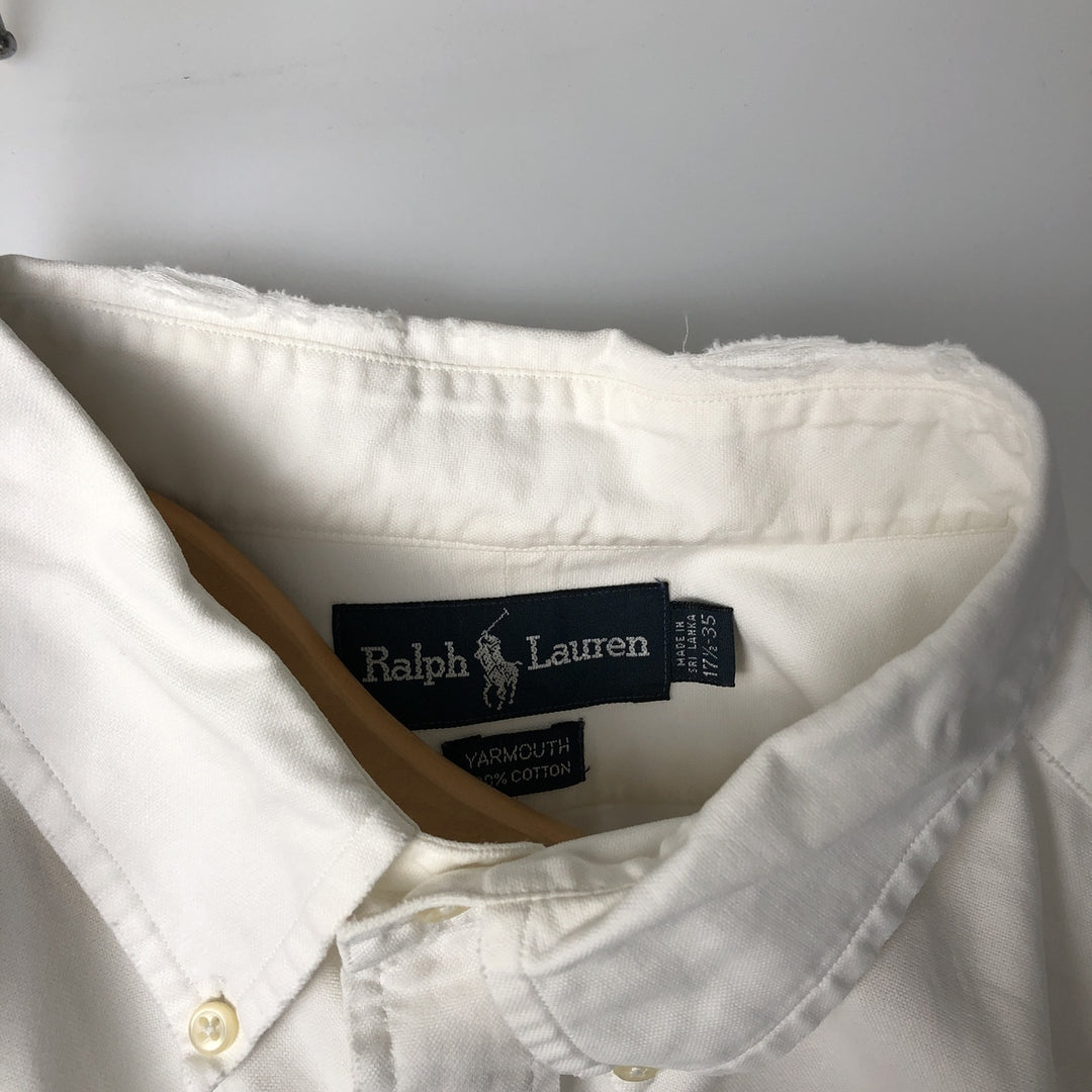 Ralph Lauren YARMOUTH long sleeve button down shirt, men's XL size cotton white type Vintage Second Hand