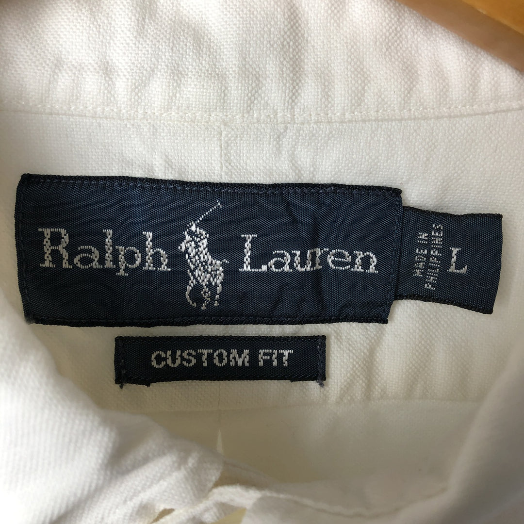Ralph Lauren CUSTOM FIT long sleeve button down shirt, men's size L cotton white type Vintage Second Hand