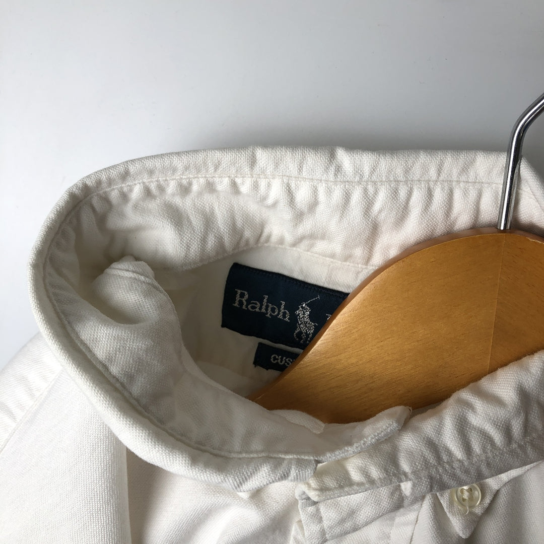 Ralph Lauren CUSTOM FIT long sleeve button down shirt, men's size L cotton white type Vintage Second Hand