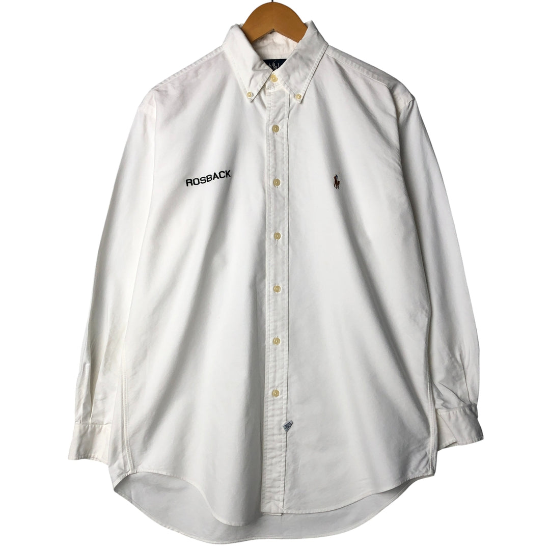 Ralph Lauren YARMOUTH long sleeve button down shirt, men's size M cotton white type Vintage Second Hand