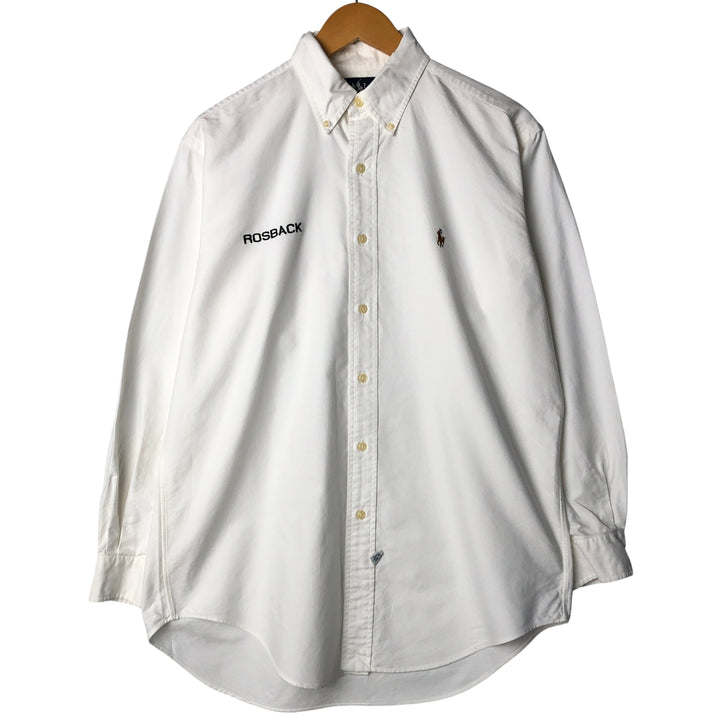 Ralph Lauren YARMOUTH long sleeve button down shirt, men's size M cotton white type Vintage Second Hand