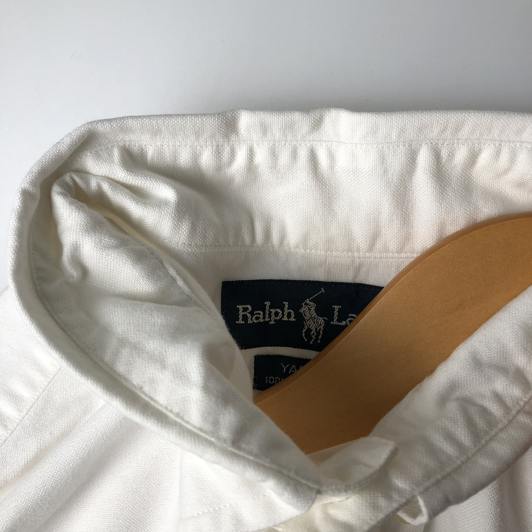 Ralph Lauren YARMOUTH long sleeve button down shirt, men's size M cotton white type Vintage Second Hand