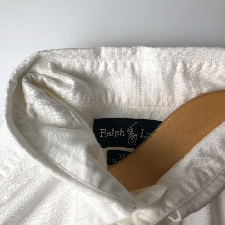 Ralph Lauren YARMOUTH long sleeve button down shirt, men's size M cotton white type Vintage Second Hand