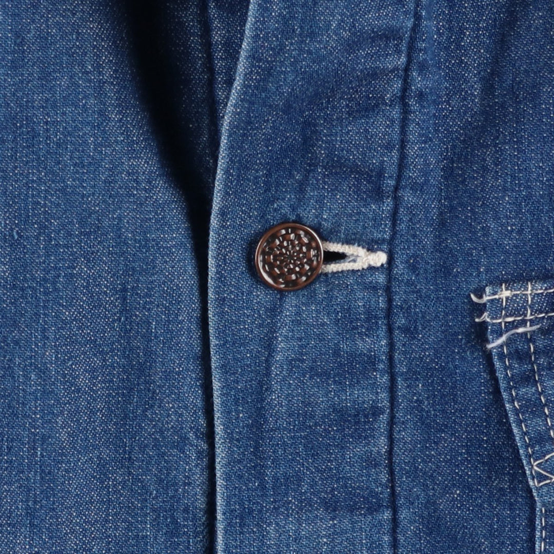 Vintage 70'S denim coveralls, men's size S unclear blue type Vintage Second Hand