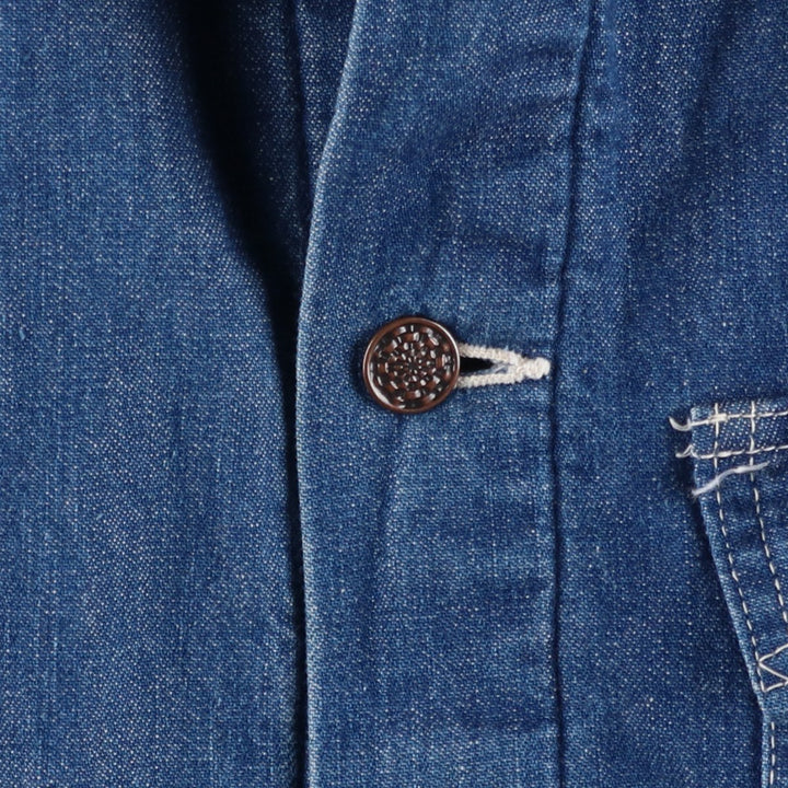 Vintage 70'S denim coveralls, men's size S unclear blue type Vintage Second Hand