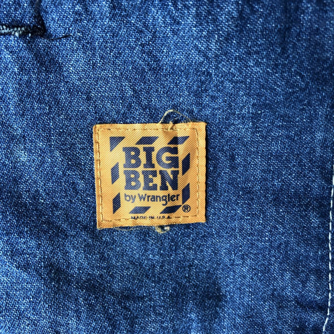 70s~80'S Wrangler BIG BEN denim coveralls made in USA, men's XL size, vintage unclear blue type Vintage Second Hand