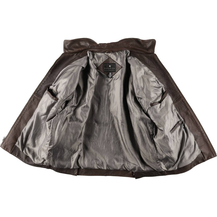 consensus Swing Top Type Padded Leather Blouson Men's XL genuine leather brown type Vintage Second Hand