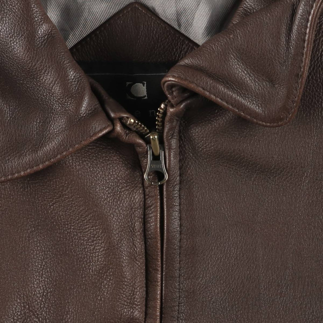 consensus Swing Top Type Padded Leather Blouson Men's XL genuine leather brown type Vintage Second Hand