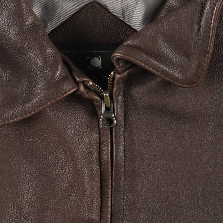 consensus Swing Top Type Padded Leather Blouson Men's XL genuine leather brown type Vintage Second Hand