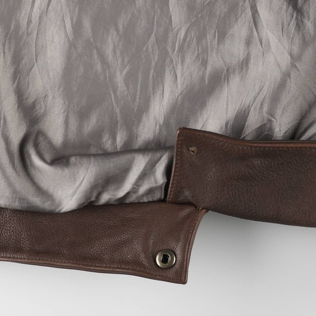 consensus Swing Top Type Padded Leather Blouson Men's XL genuine leather brown type Vintage Second Hand